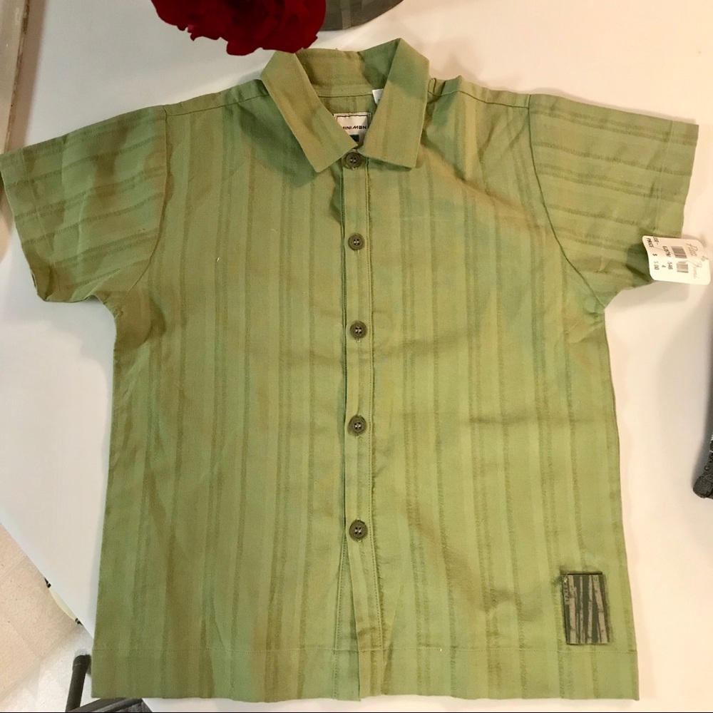 Miniman Toddler Boys Button Down Shirt Avocado Green Size 4